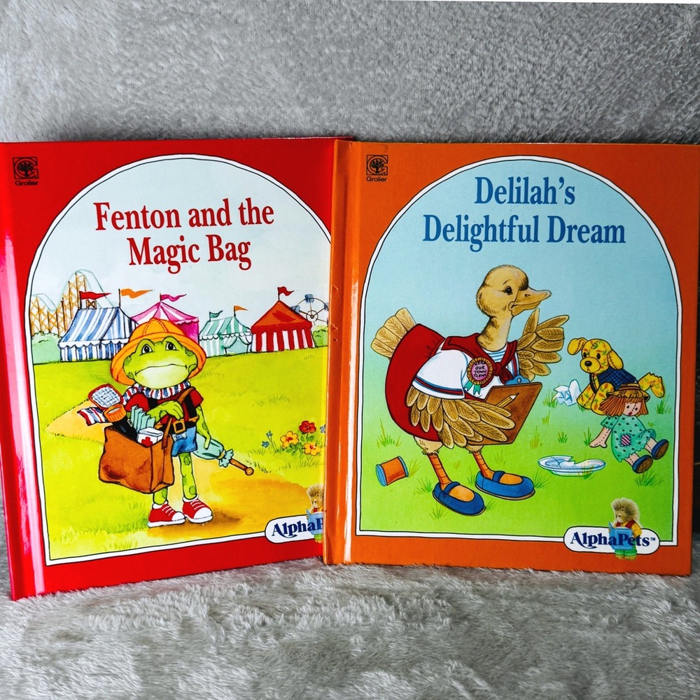 AlphaPets Grolier 1990 Fenton and the Magic Bag Delilahs Delightful Dream 2 Book